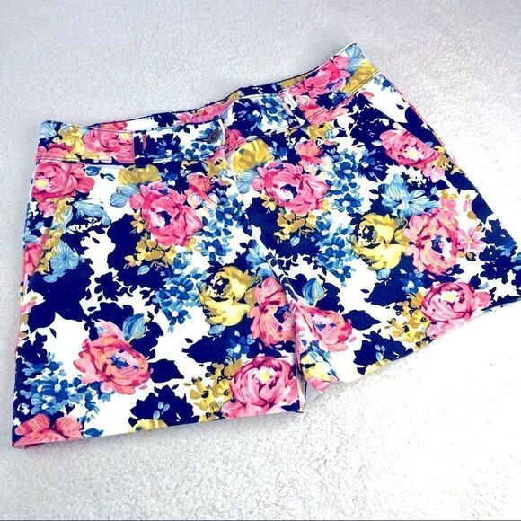 ISAAC MIZRAHI  NY TAILORED SHORTS SPRING FLORAL PRINT - Picture 1 of 7